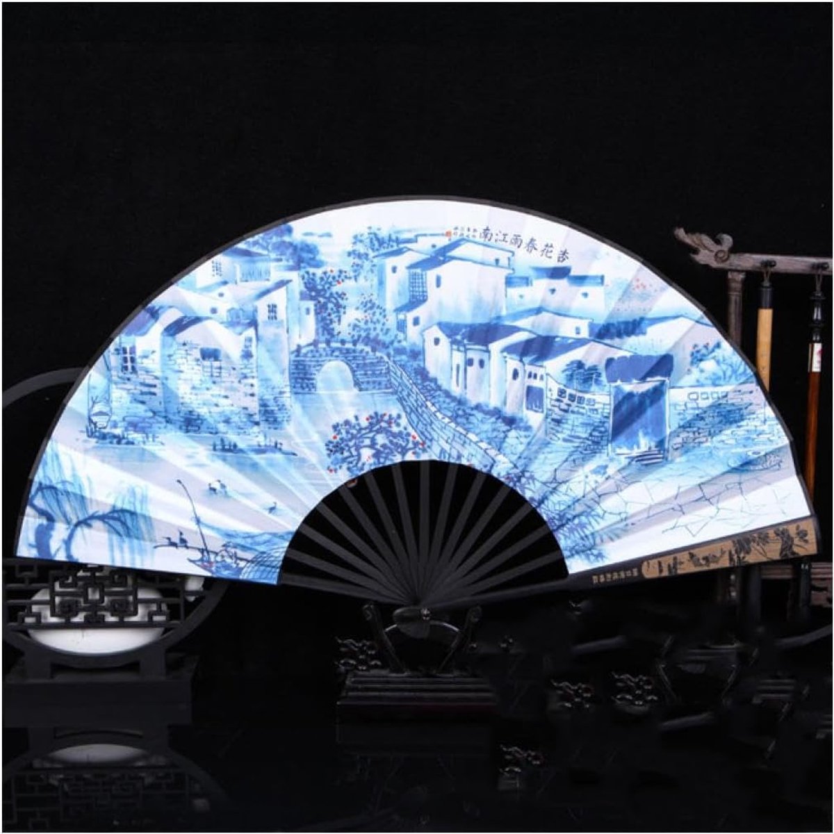 Opvouwbare Ventilator - Zijden Ventilator Chinese Fan - Dans Accessoire - Gesneden Rozenpatroon - 14 Waaiers - Roze