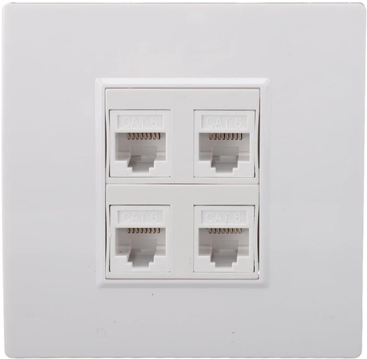 SPHProducts - Ethernet-wandplaat 4 Poorten - Cat 6 Ethernet-wandcontactdoos - Grijs