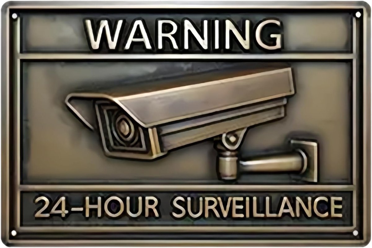Camera Waarschuwingsbord - Bewakingsbord Eigendom - Veiligheid Bevorderen - Vervaging- en Roestbestendig - 30 x 20 cm - Vintage