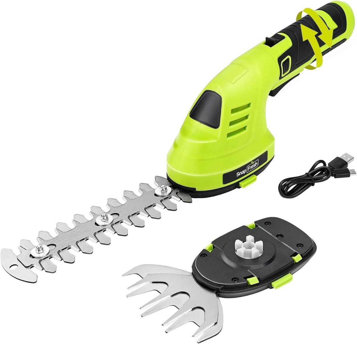 Heggenschaar Accugraschaar, 2 in 1 8V Elektrische Grasschaar met Draaibare Kop, Handheld Struiktrimmer/Grasmaaier met Accu voor Tuin & Gazon