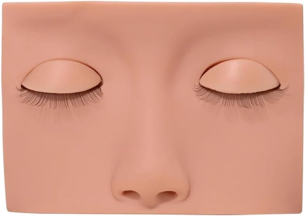 Mannequin Hoofd - Oefenhoofd Wimpers - Wimper Enten Oefenen - 3-Laags Wimpers - Half Gezicht - Geel