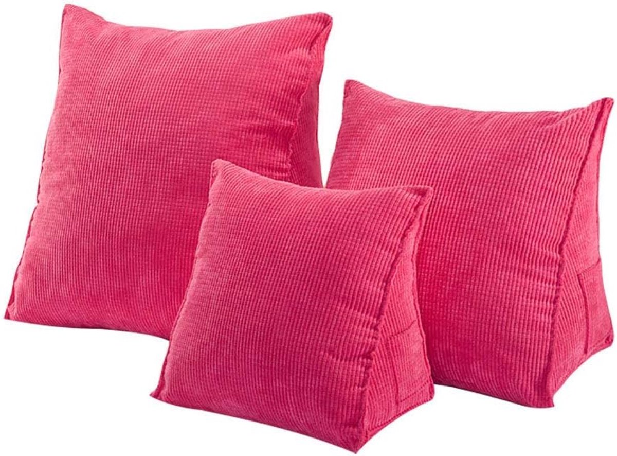 Comfortabel Rugkussen - Leeskussen Lendensteun - Ontspannen op Bank - 360 Graden Ondersteuning - 40x36x20CM - Roze Corduroy