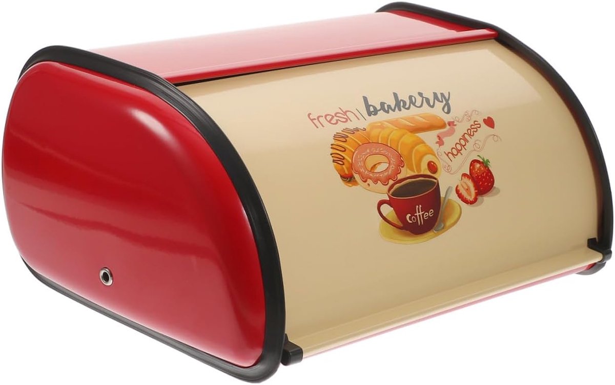 Broodtrommel Keuken - Brooddoos Opbergdoos - Brood Vers Houden - Met Roldeksel - 34x23x15cm - Rood