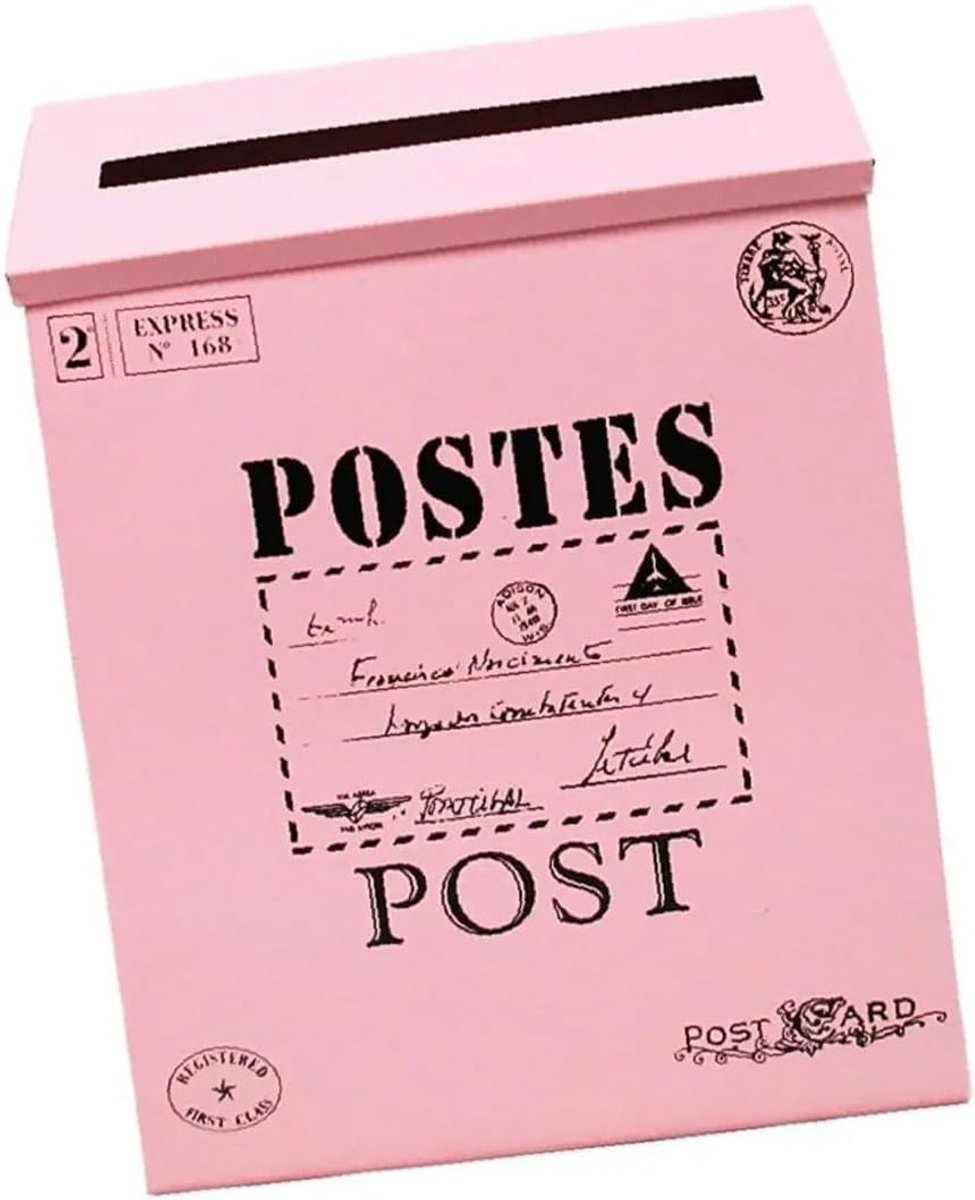 Brievenbus Buiten - Postbak Muur - Post Ontvangen - Roestvrij Metaal - 21.5cm Breed - Roze