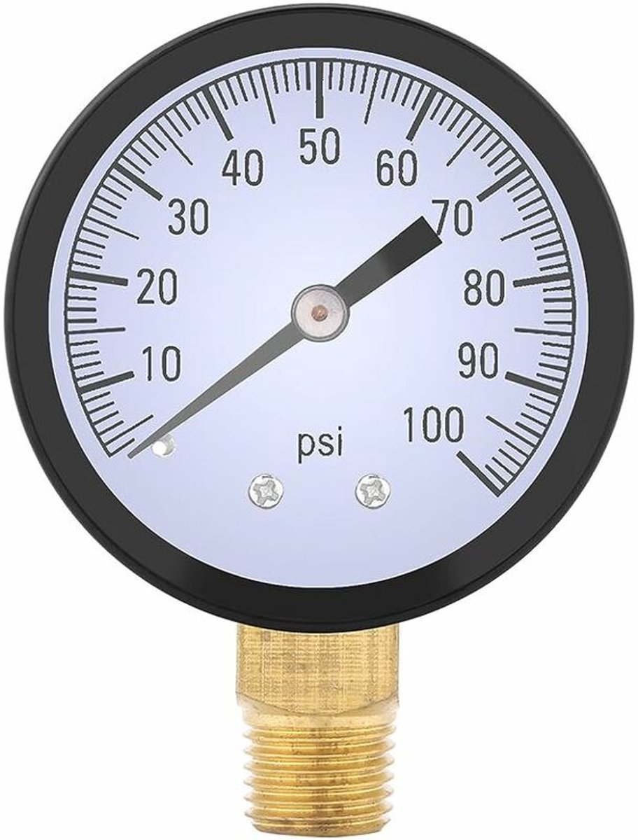 0-100 PSI manometer met 1/4" BSPT-schroefdraad voor water, olie en lucht – uiterst nauwkeurige manometer