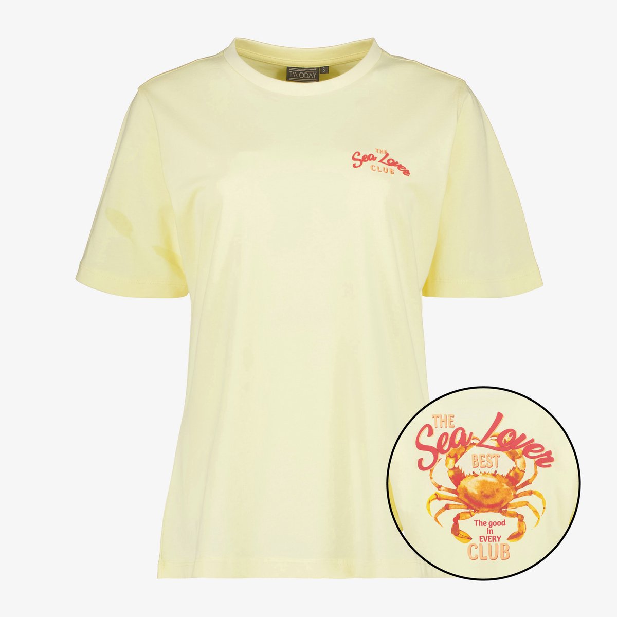 TwoDay dames T-shirt met backprint botergeel - Maat L