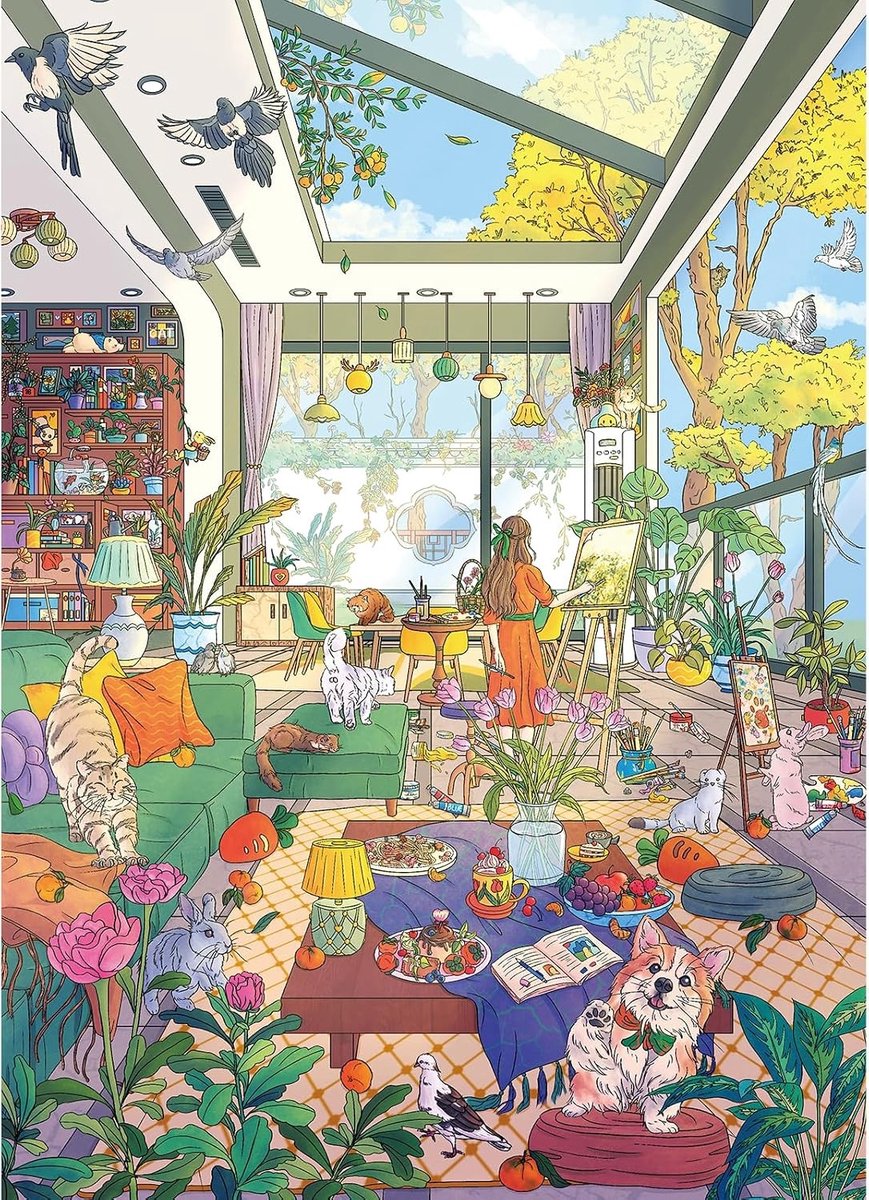 Puzzel 1000 Stukken van een Zonnige Kunstenaarskamer | Matte Olieprint, Vriendelijk voor de Ogen, Stofvrij en Goede Grip op de Stukken