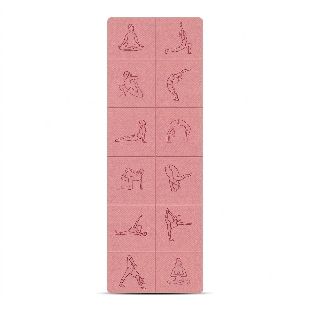 Roze opvouwbare Pilates mat yoga mat unisex 183 x 61 cm 4 mm dik antislip TPE fitness mat reis yogamat voor yoga pilates stretching thuis fitness draagbare trainings mat