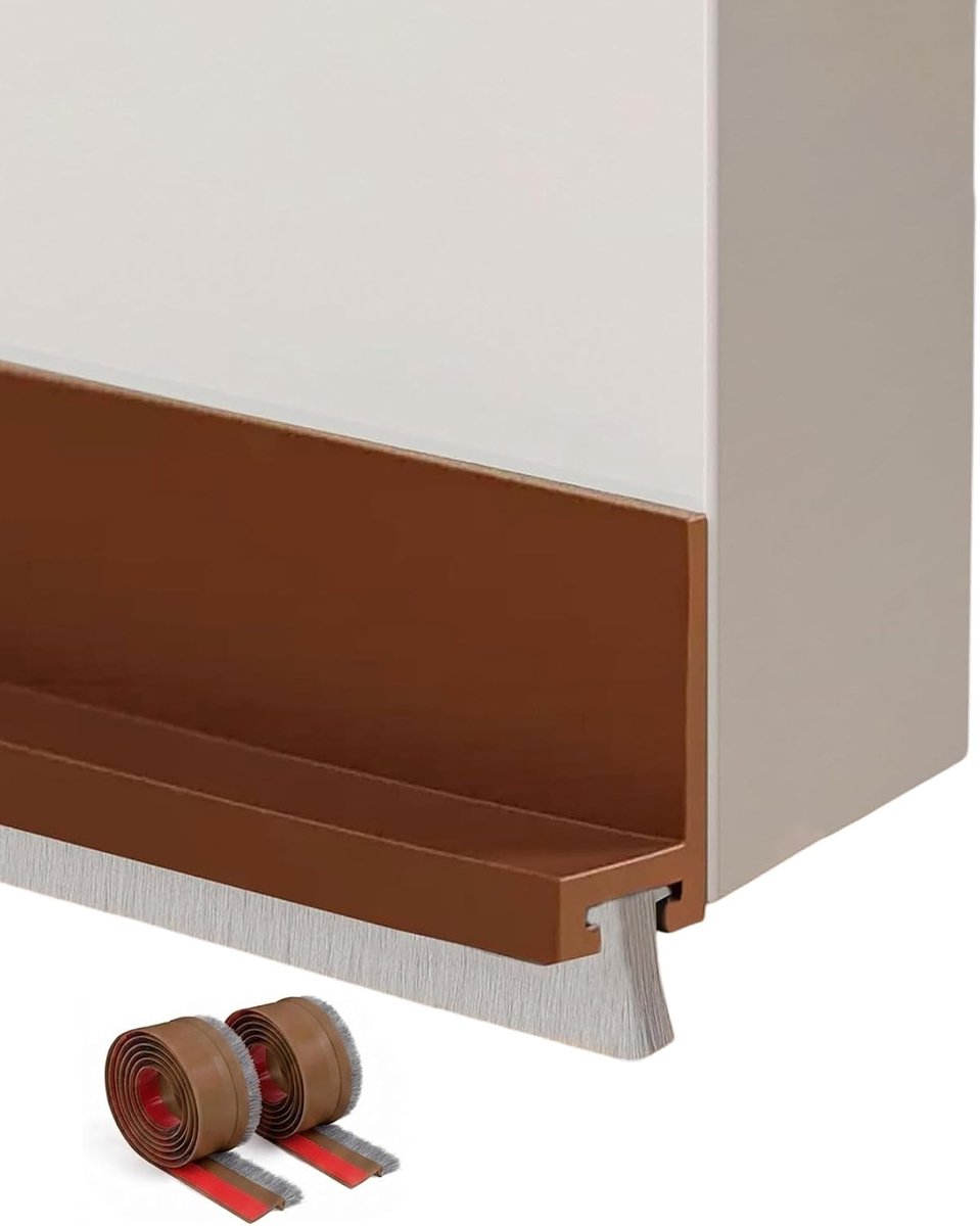 SnelShoppen - DAFNE 100cm Tochtstrip Bruin - Zelfklevende Deurafdichting met Borstel, Vloerafdichting, Geluidsisolatie, Energiebesparing, Effectieve D