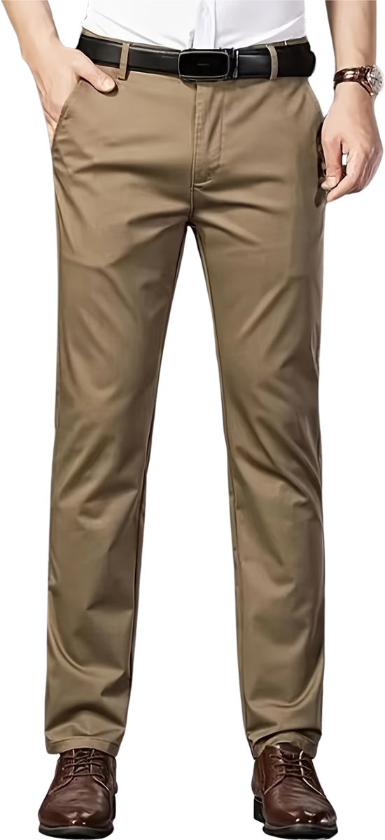 Currero Pantalon Heren Chino Regular Fit Golfbroek Nette Broek Met Elastische Tailleband Volwassenen Kameel XXS/XS Geel