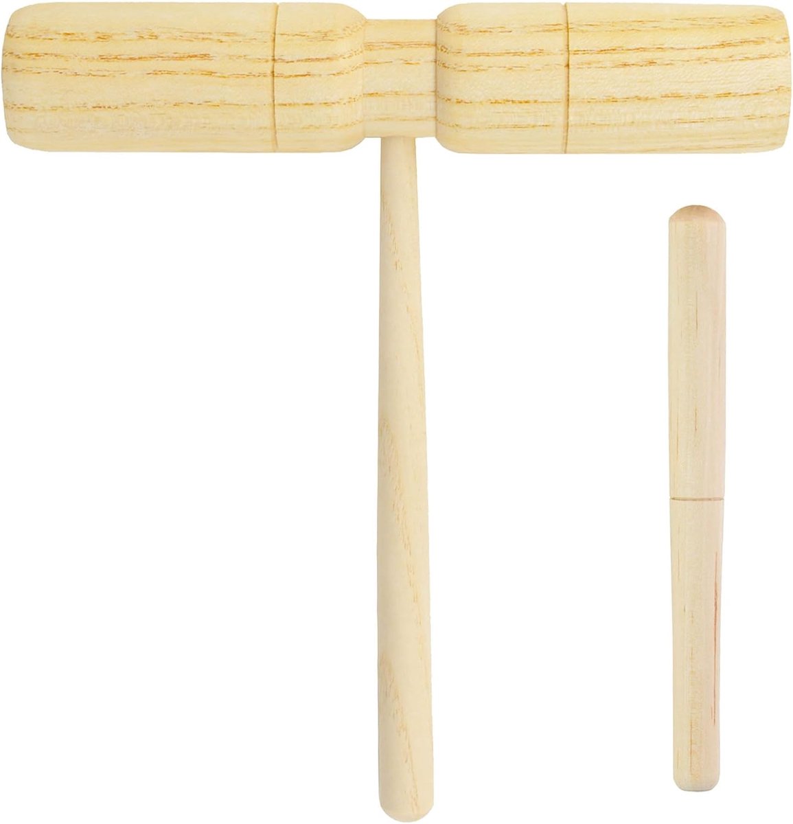 SnelShoppen - T Bar Double Two-Tone Houten Blok met Houten Klopper - Percussie Ritme Blok voor Muziek, Kinderen, Feesten, Creatieve Activiteiten