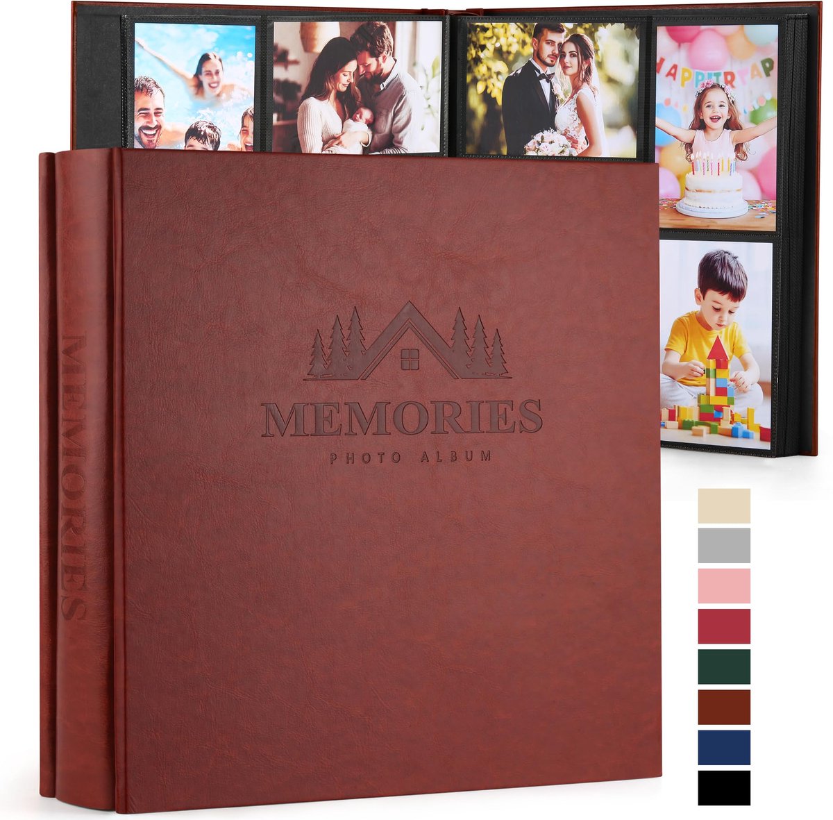 SnelShoppen - DazSpirit Fotoalbum 10 x 15 cm, Insteekalbum voor 600 Foto's, Kunstleer met Luxe Reliëf, Groot Herinneringsboek voor Bruiloft, Baby, Fam