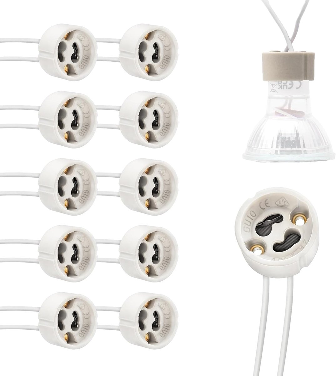 Lamp Holders GU10 - 10 Stuks Keramische Fitting - Geschikt voor LED en Halogeen - Eenvoudige installatie - SnelShoppen