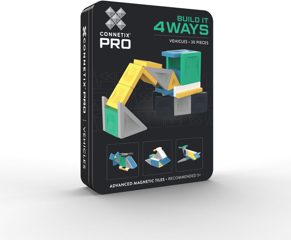 CONNETIX - Magnetisch Tegels - Pro Build-It Voertuigset - 30 Stuks - Magnetisch Speelgoed