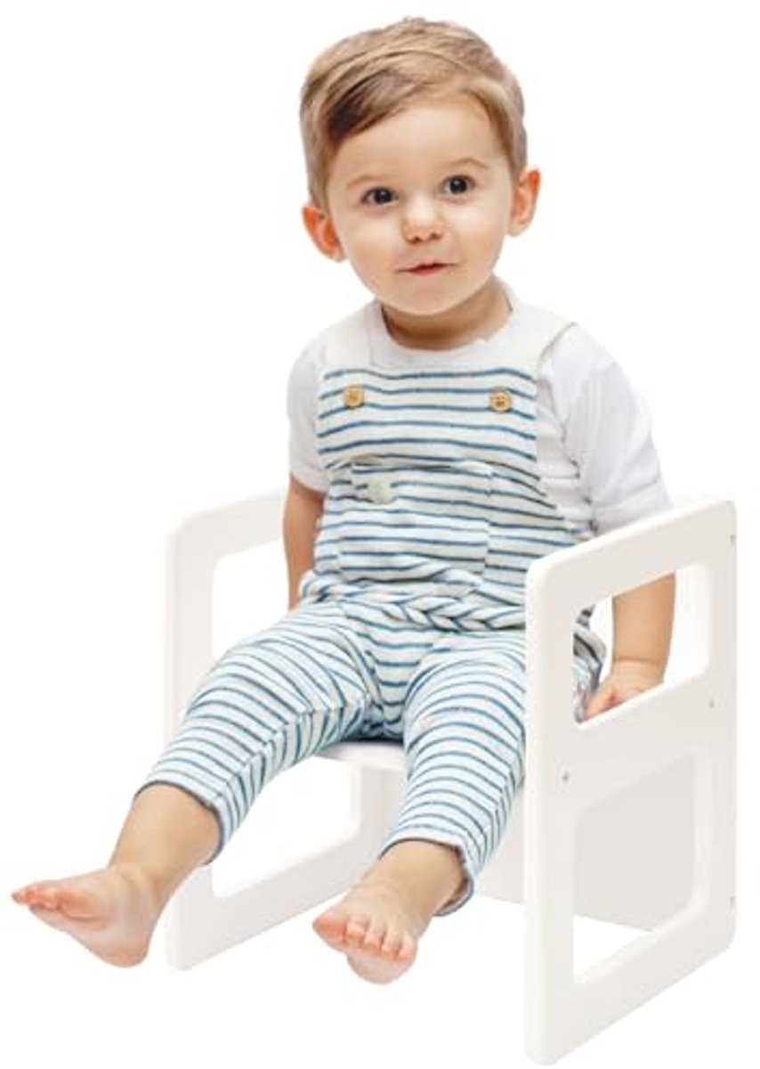 SnelShoppen - Kinderstoel van hout wit - Stevige, veilige en comfortabele kinderstoel - Ideaal voor thuis, tuin en feesten - Kindvriendelijk design