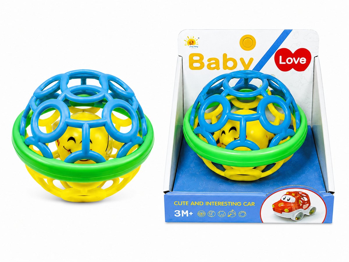 Oball Rammelaar – Zachte Siliconen Gripbal met Rammel geluid – baby speelgoed bal