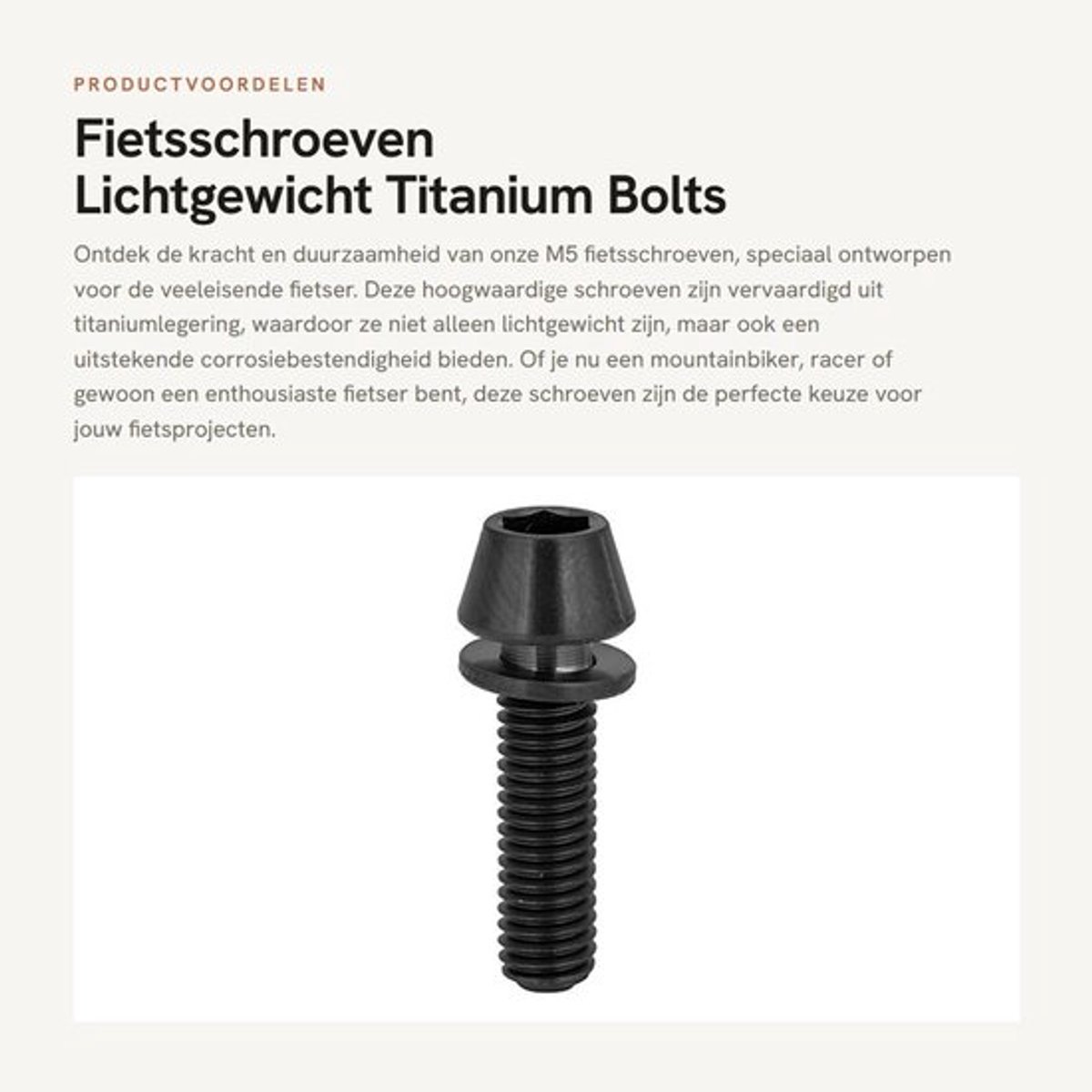 Schroeven M5 - Fietsstuur Bouten - Titanium Legering - Lichtgewicht - Corrosiebestendig - Geschikt voor Mountainbike - Fietsschroeven