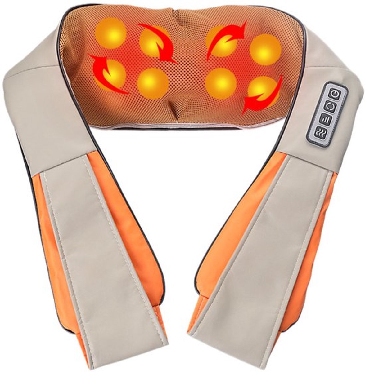 Massagesjaal, massage-instrument voor de nekwervels, verwarming met constante temperatuur, massage en percussie, multifunctionele massage voor het hele lichaam, koffiekleurige verpakking.