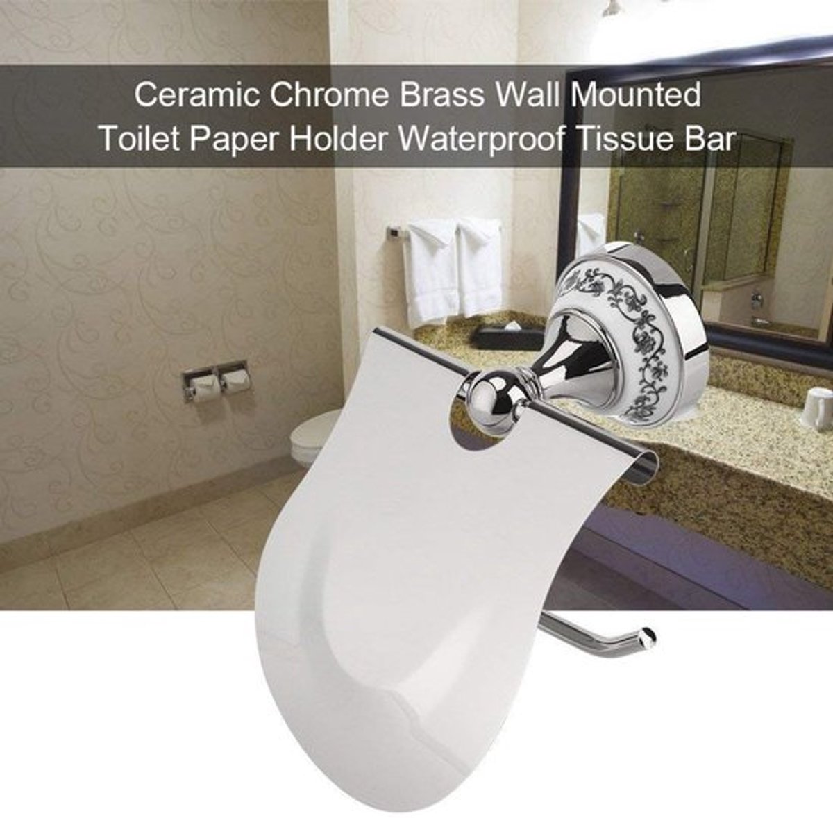 Toiletrolhouder Waterdicht - Toiletrolhouder Staand - Reserverolhouder - Toiletrolhouder Hout - Toiletrolhouder zonder Boren - Massief Roestvrij Staal - Papierhouder