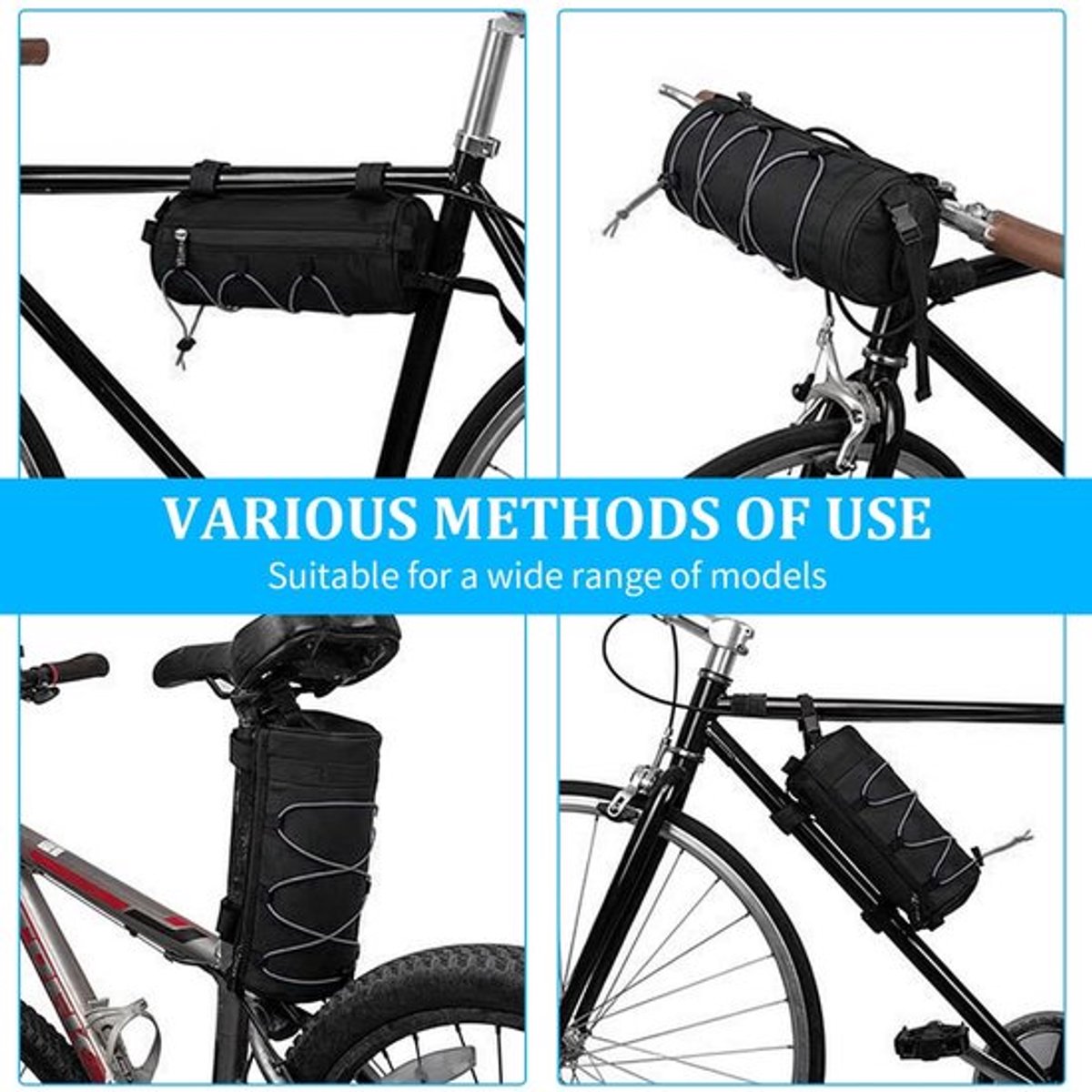 Stuurtas voor fiets - Waterdichte frametas - Ruime inhoud van 2,5 liter - Geschikt voor mountainbike en racefiets - Met schouderriem - Vo...