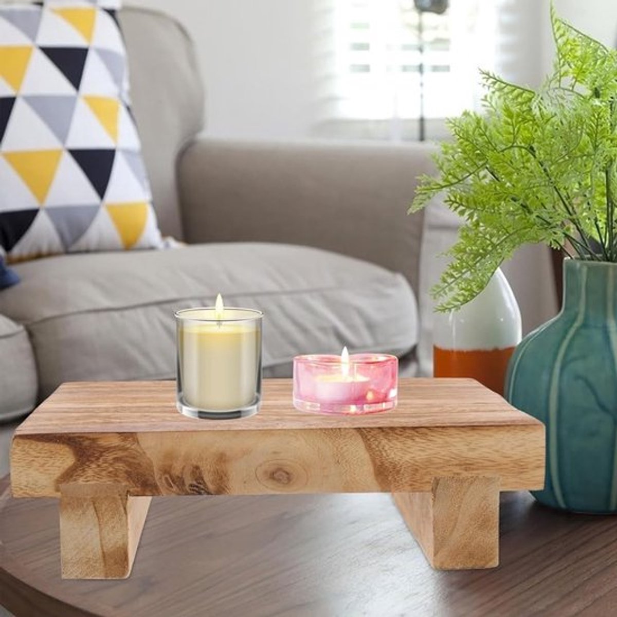 Krukje Hout - Opstapje - Plantenstandaard - Compact Formaat - Decoratief Element - Natuurlijke Houten Constructie