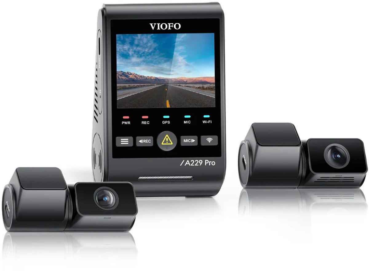 VIOFO A229 Pro Tele 3CH - Dashcam - 4K + 2K Tele + Full HD Achtercamera - 4x Optische Zoom - Sony STARVIS 2 - HDR Nachtzicht - GPS - 5GHz WiFi - Parkeermodus - Spraakbesturing
