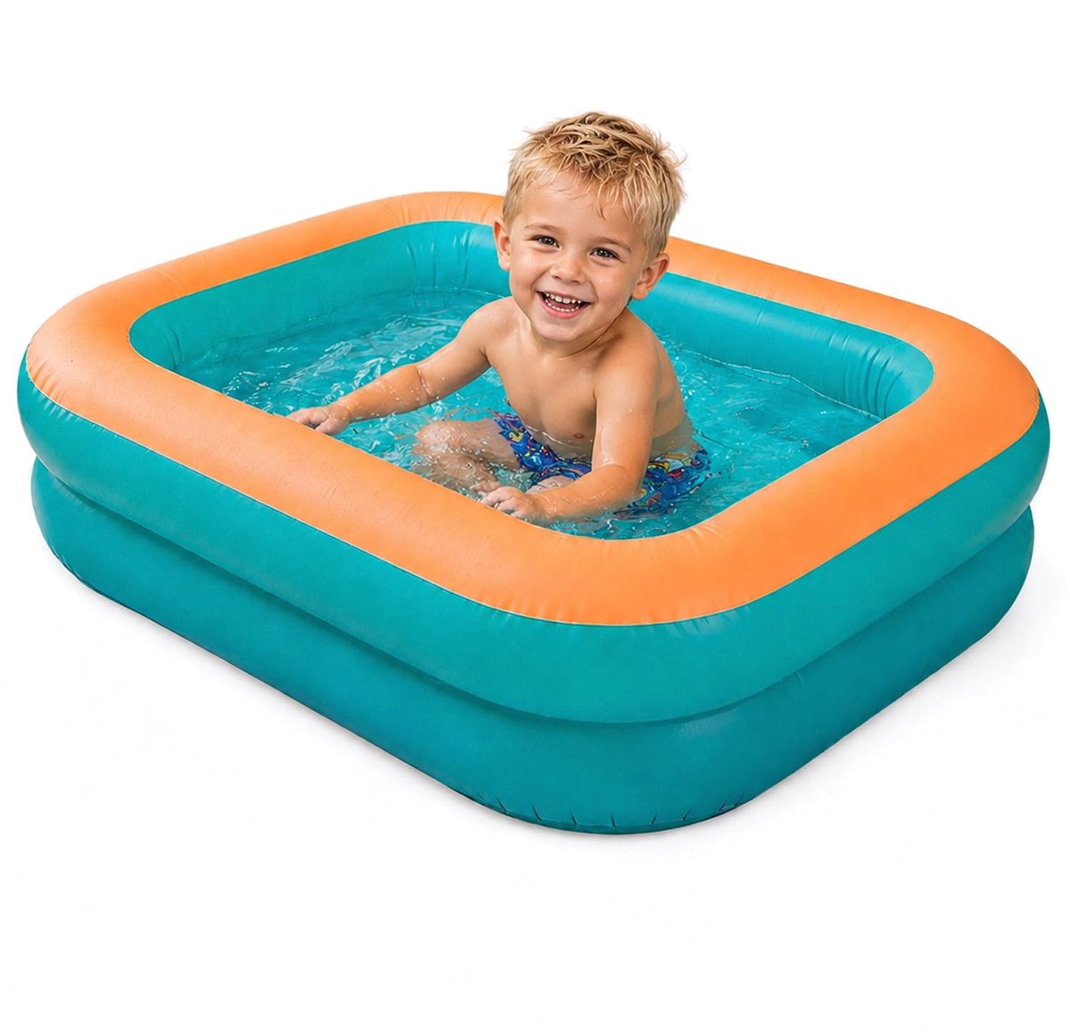 SnelShoppen - Opblaasbaar Zwembad Kinderen 120x87x35 cm - Klein Rechthoekig Zwembad Voor Binnen en Buiten - Perfect Voor Balkon, Tuin en Strand - Duur
