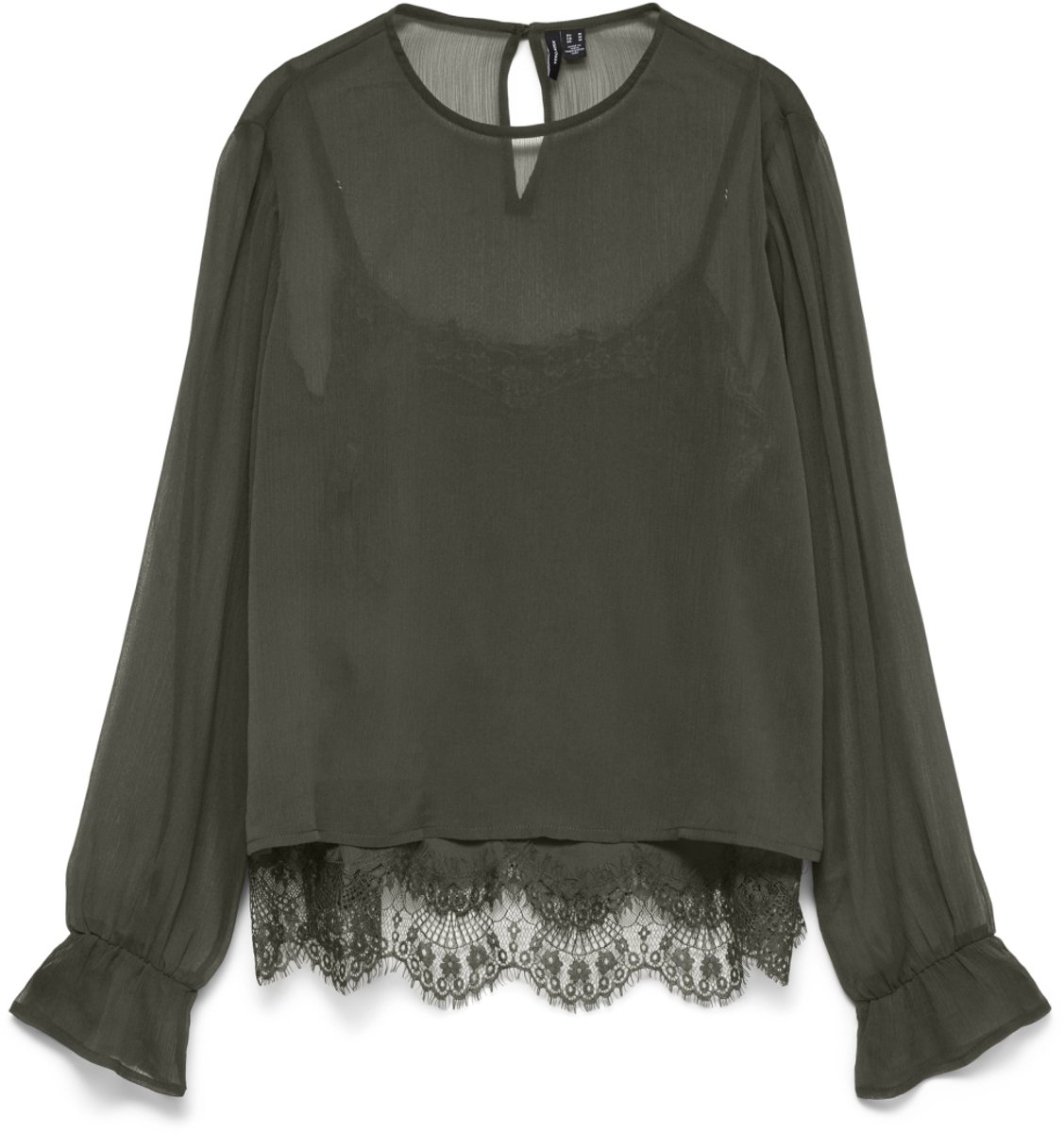 Vero Moda Blouse Vmlalie Ls Lace Top Wvn 10352679 Forst Night Dames Maat - XS