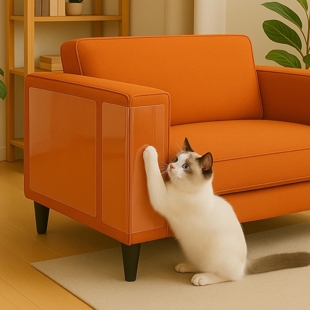 Krasbescherming kattentape, 40 cm x 3 m, zelfklevende krasfolie, transparant, krasvaste bank, krasbeschermingsfolie, krasbestendige beschermfolie voor bank, muur, deur en meubels