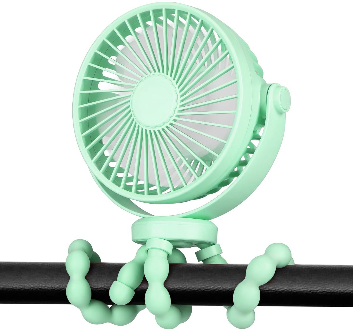 SnelShoppen - Draagbare Kinderwagen Ventilator 5200 mAh - 40 Uur Batterijduur - 360° Draaibaar - 3 Snelheden - USB Ventilator voor Wieg, Kantoor, Reiz