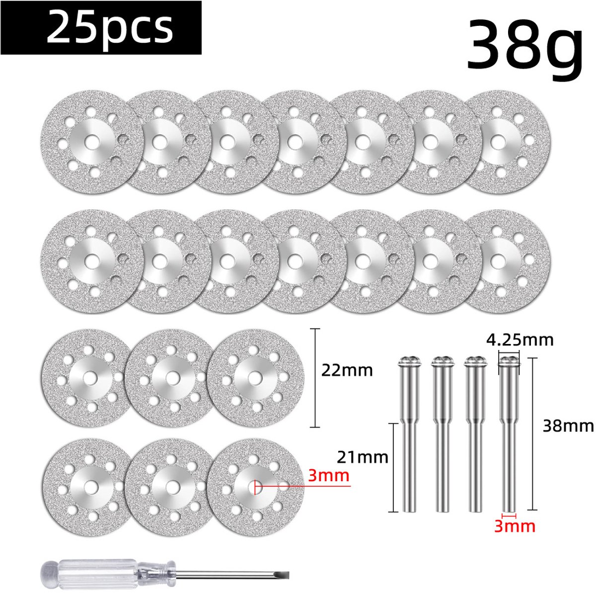 Inovra Plus - Diamantdoorslijpschijven 22 mm voor rotatiegereedschap - Accessoires voor slijpschijf - Mini-cirkelzaagblad voor metaal, tegels, hout, glas en marmer