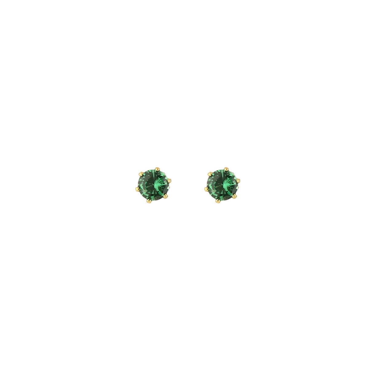 Stainless Steel Zirconia Studs – Luxe Oorknopjes met Zirkonia – RVS - Goud/Groen