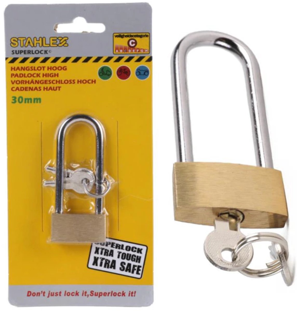 Hangslot 30x90mm - Kofferslot - Extra Sterk - Sloten - Sleutelslot - Hangsloten - Slot met Sleutel - Kofferslot - Reisslot - Slot - Hangslot Koffer - Slot Voor Koffer - Slot bagage - Bagageslot - Koffer Slotje - Hangslot (30mm)