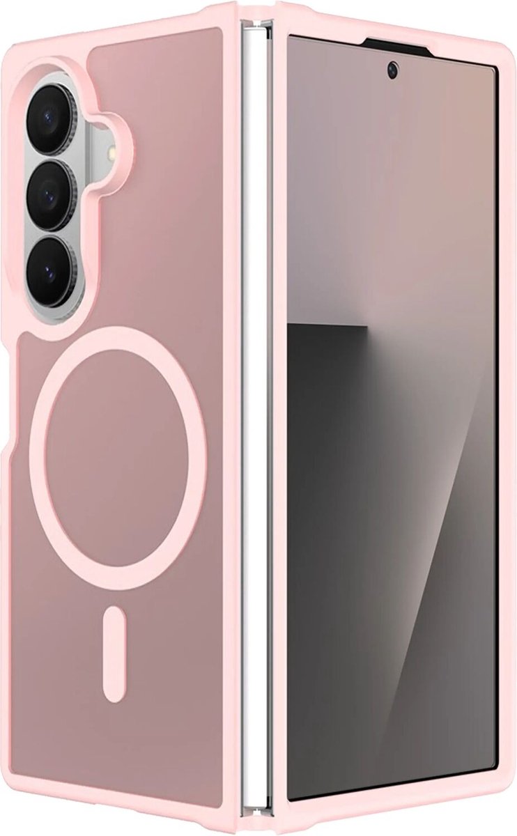 Hoesje voor Samsung Galaxy Z Fold 8 Ultra – Hybrid Back Cover - Compatible met MagSafe – Schokabsorberend TPU & Hard PC – Matte Semi Transparante Beschermhoes Roze