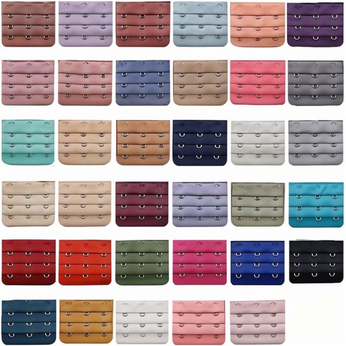 BH-Verlengers 35 Stuks - Verstelbaar - 3 Haken - Multicolor - Lingerie Accessoires - Polyester/Roestvrij Staal - Beha-extender