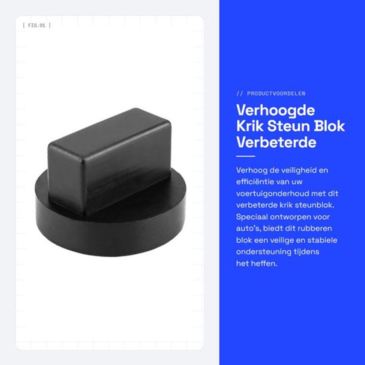 Jack Point Rubber - Ondersteuning voor Frame - Zwart - Schokbestendig - Antislip - Afmetingen 62 x 62 x 15 x 23 mm - Comfortabel in gebruik - Krikblok
