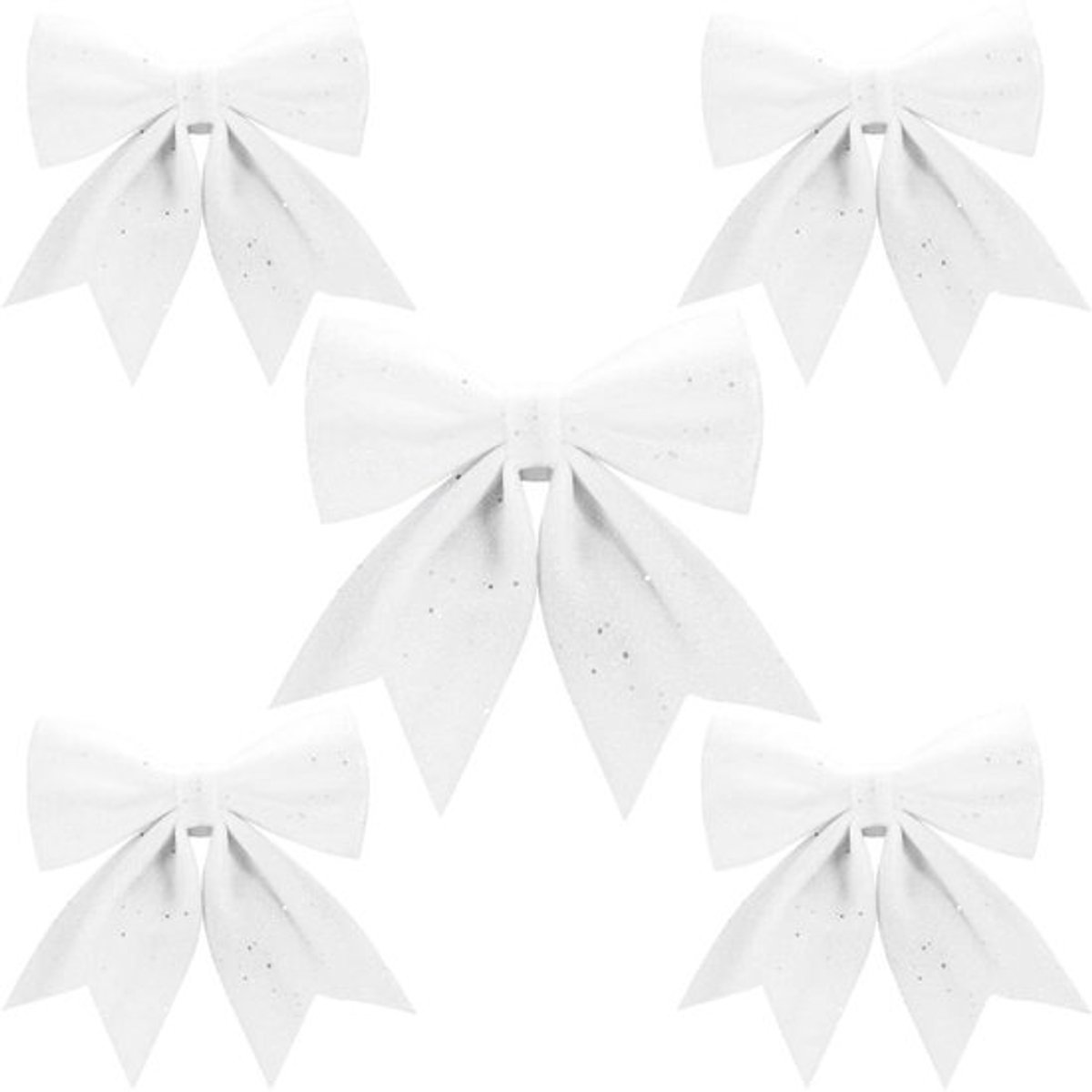 Strik Glinsterend - 5 Stuks - Kerstdecoratie - 17x18 cm/21x24 cm - Hangend - Veiligheidswaarschuwing