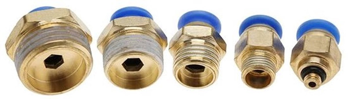 Snelkoppelingen 20 stuks - 6 mm - Pneumatische Connectoren - Luchtconnector met Buitendraad - Robuust en Duurzaam - Eenvoudige Montage