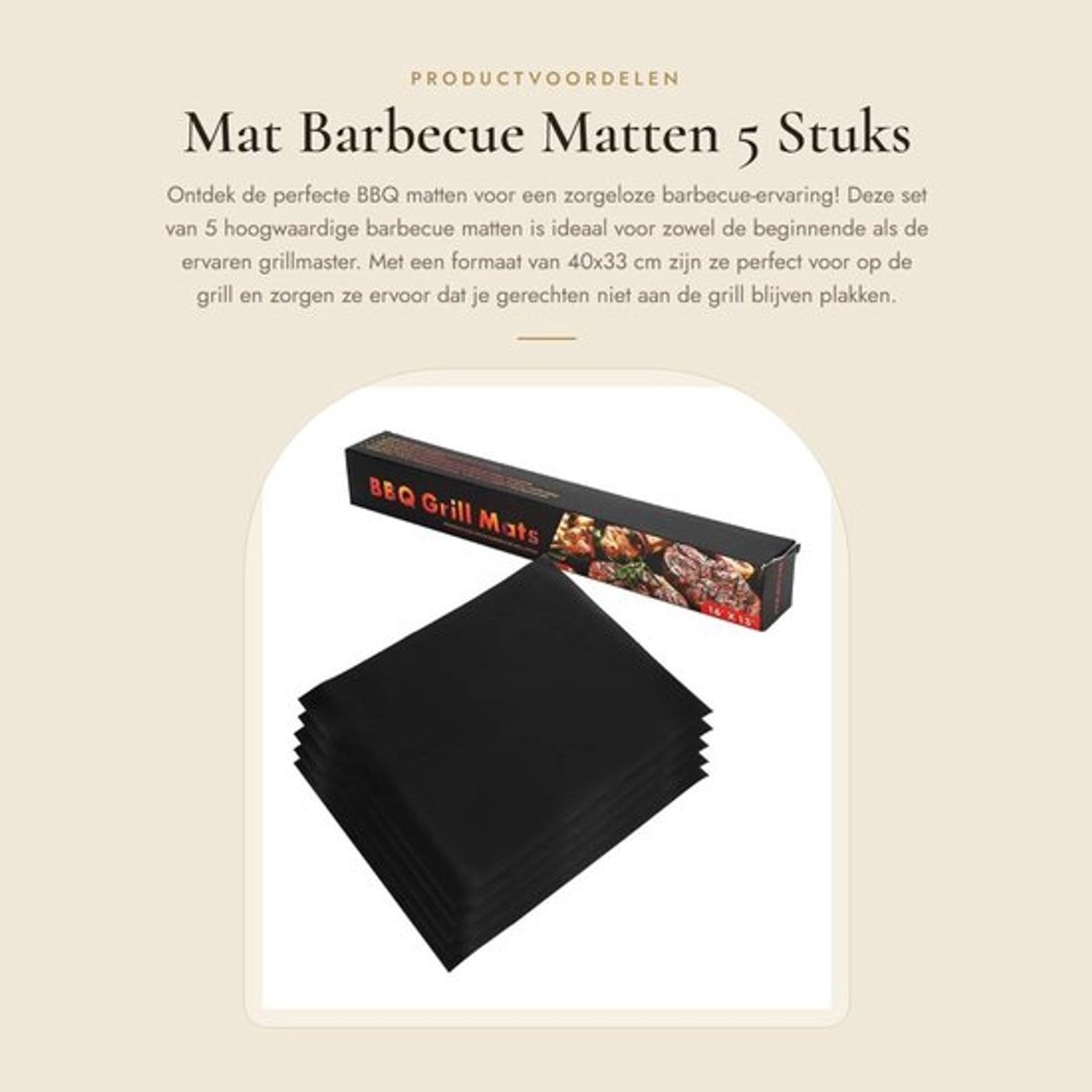 BBQ Mat - 5 Stuks - Grillmat - Barbecue Mat - PTFE + Glasvezel - 40x33cm - Zwart