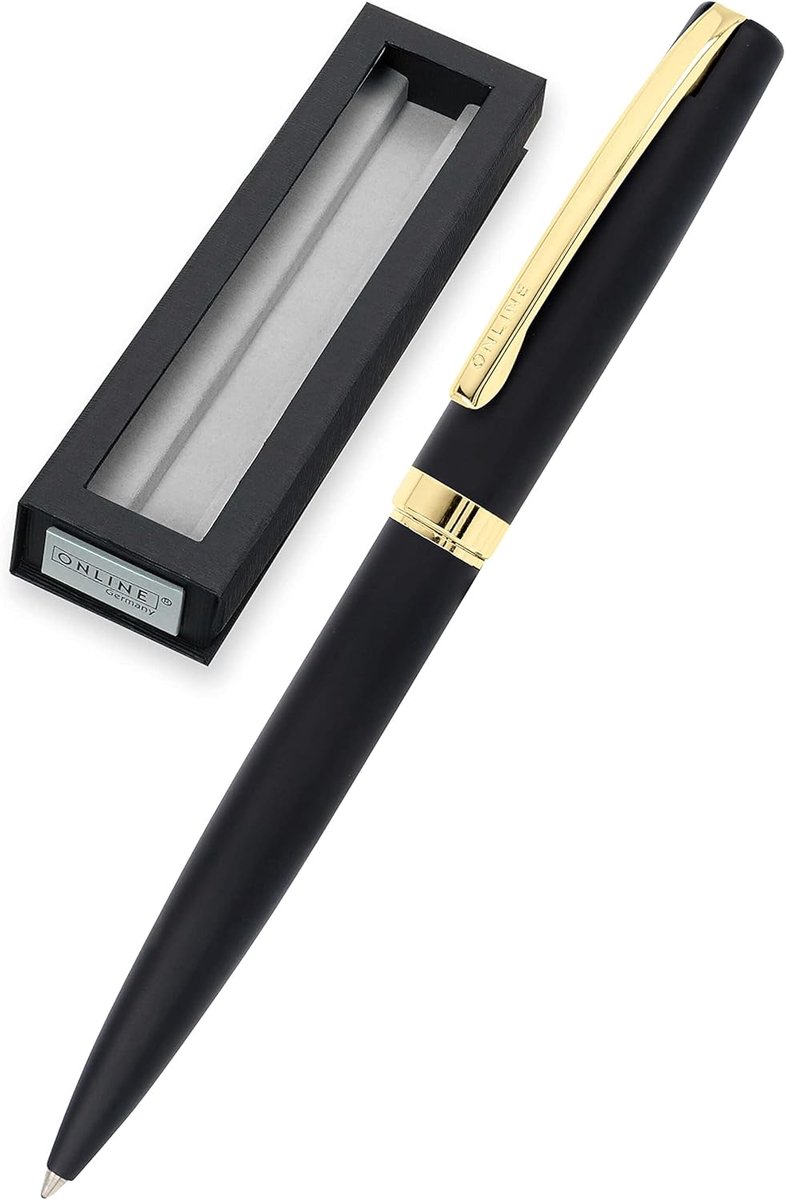 Draaibalpen zwart-goud - metaal - verwisselbare vulling - incl. geschenkverpakking - ShopVlot