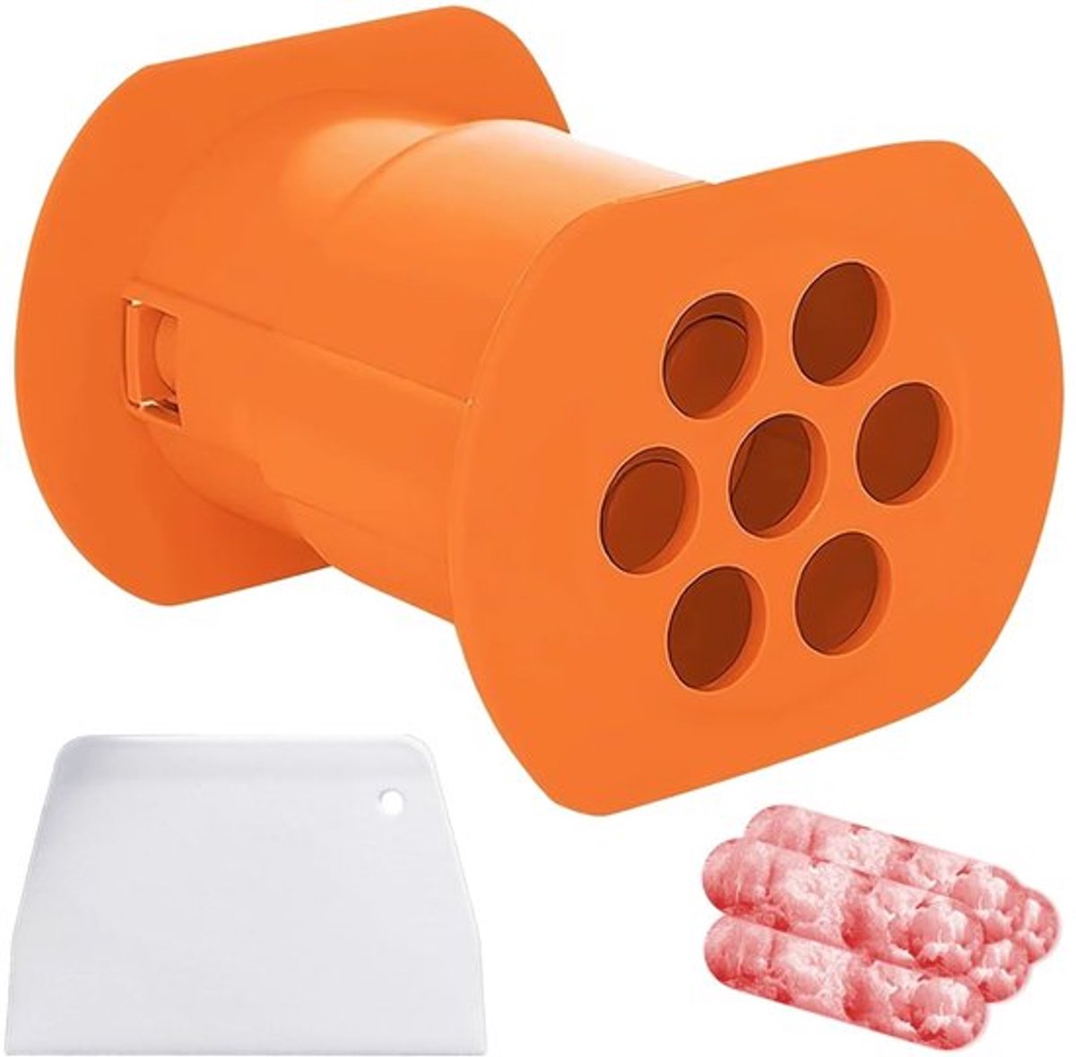 Gehaktballenmachine Multifunctioneel - Hot-Dog-Pers - Schraper/Snijder - Keukenhulp - Kunststof - 12 x 9,2 x 8 cm - Gehaktmachine