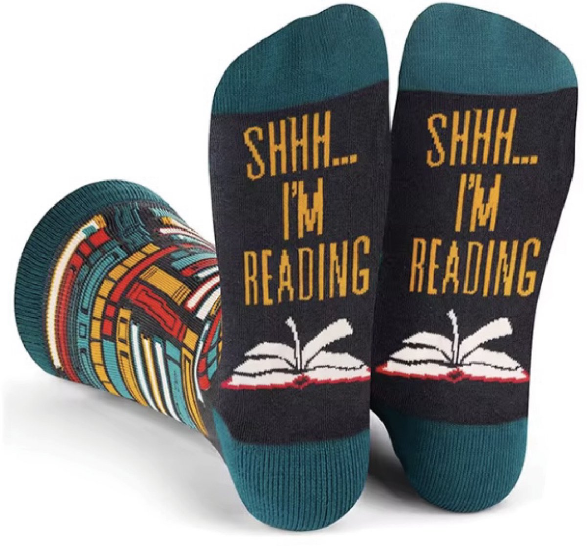 SilverAndCoco - Ik ben aan het Lezen Sokken / Gekke Vrolijke Foute Kleding / Leuke Grappige Happy Dikke Heren Dames Vrouw Socks / Huissokken Verjaardag Geschenk Sok met tekst Outfit Katoen / Vrouwen Sinterklaas Schoen Kerst cadeau - I'm Reading