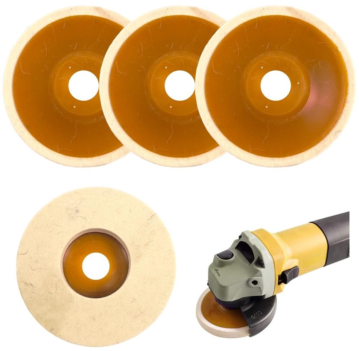 Polijstaccessoire voor haakse slijper, 125 mm schuur- en polijstschijf van wol, ideaal voor metaal en roestvrij staal
