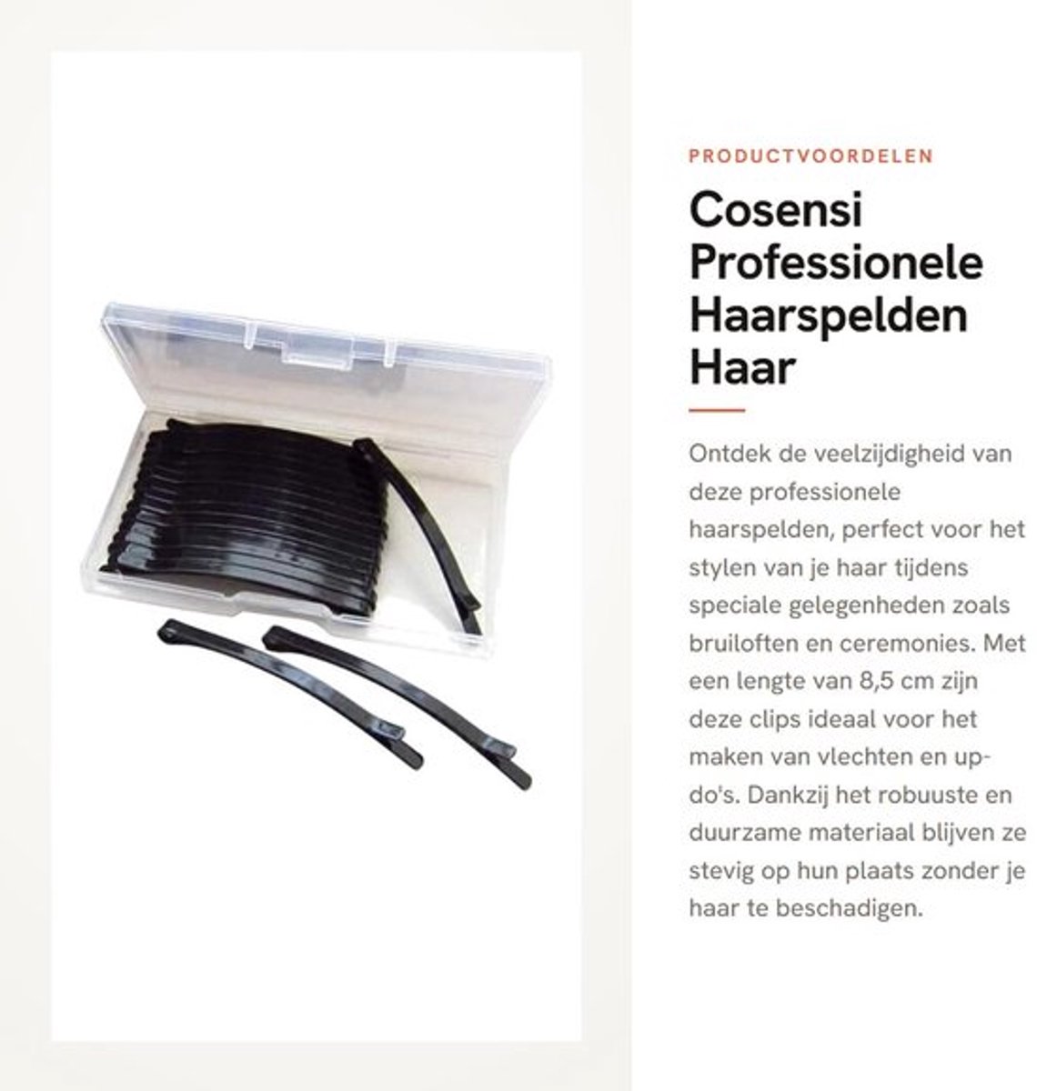 Haarspelden 15 Stuks - Professionele Haarspelden - Zwart - 8,5 cm - Duurzaam - Veilig voor Haar - Geschikt voor Bruiloften - Haarklemmen