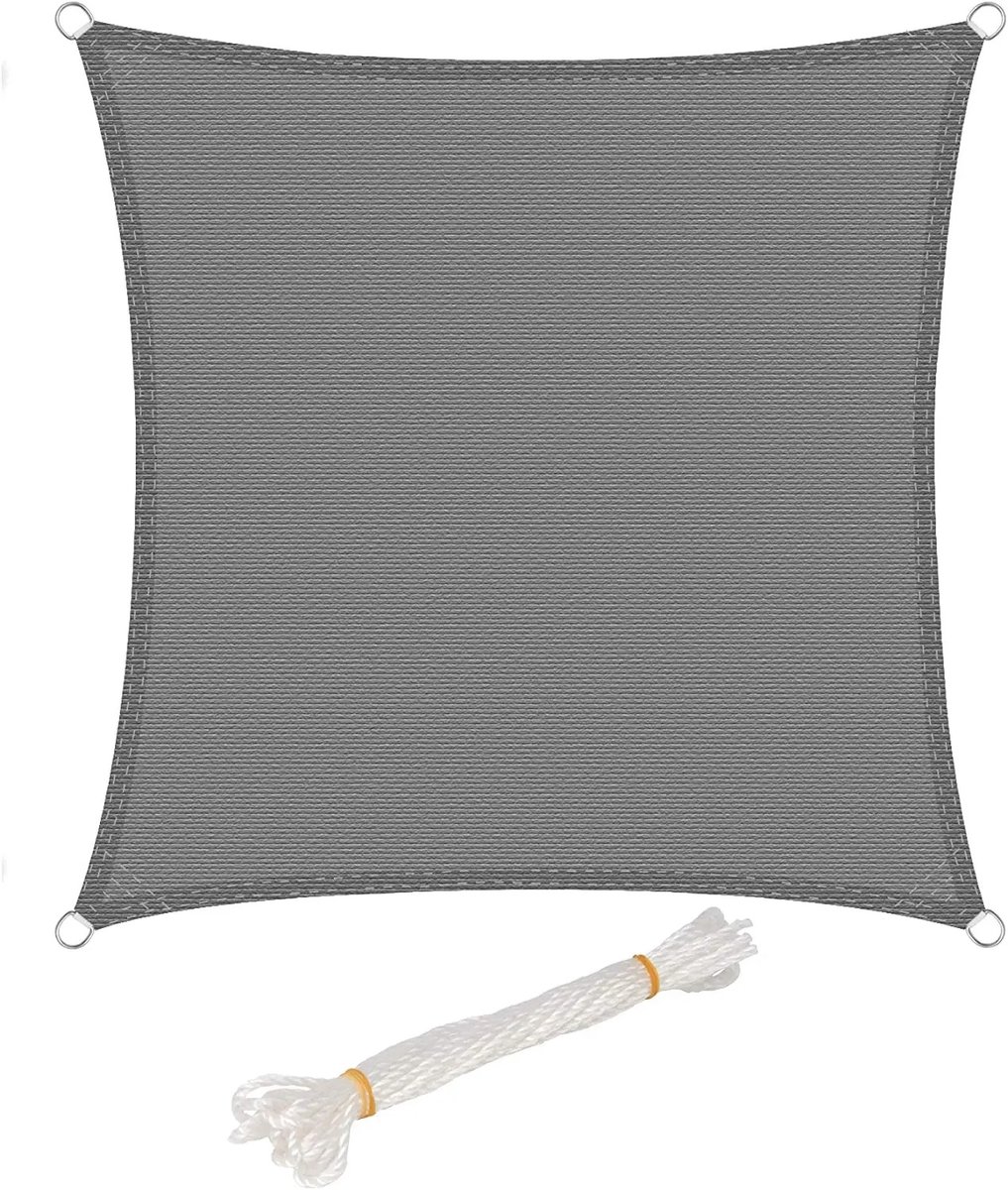 Brandistry - Schaduwdoek - Zonwering - UV Bescherming - Vierkant Schaduwdoek - HDPE Materiaal - 3x3M - Tuin - Kamperen - Grijs