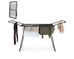 Jubbly® - Droogrek Inklapbaar - Wasrek Staand - 28M Drooglengte - Roestvrij - Zwart