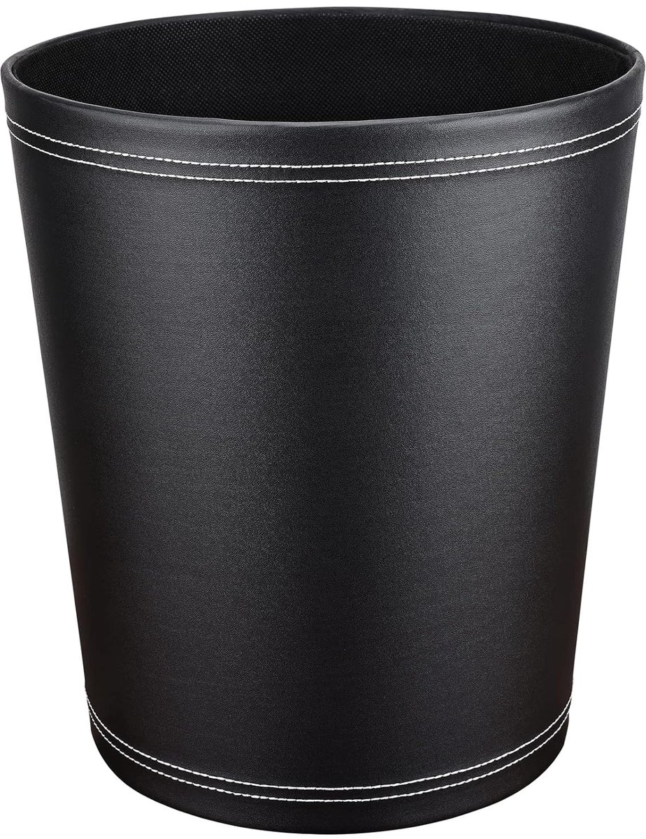 SnelShoppen - Moderne Zwarte Prullenbak van Leer voor Kantoor, Keuken en Badkamer - Vuilnisbak met Stijl, Compact en Elegant Design