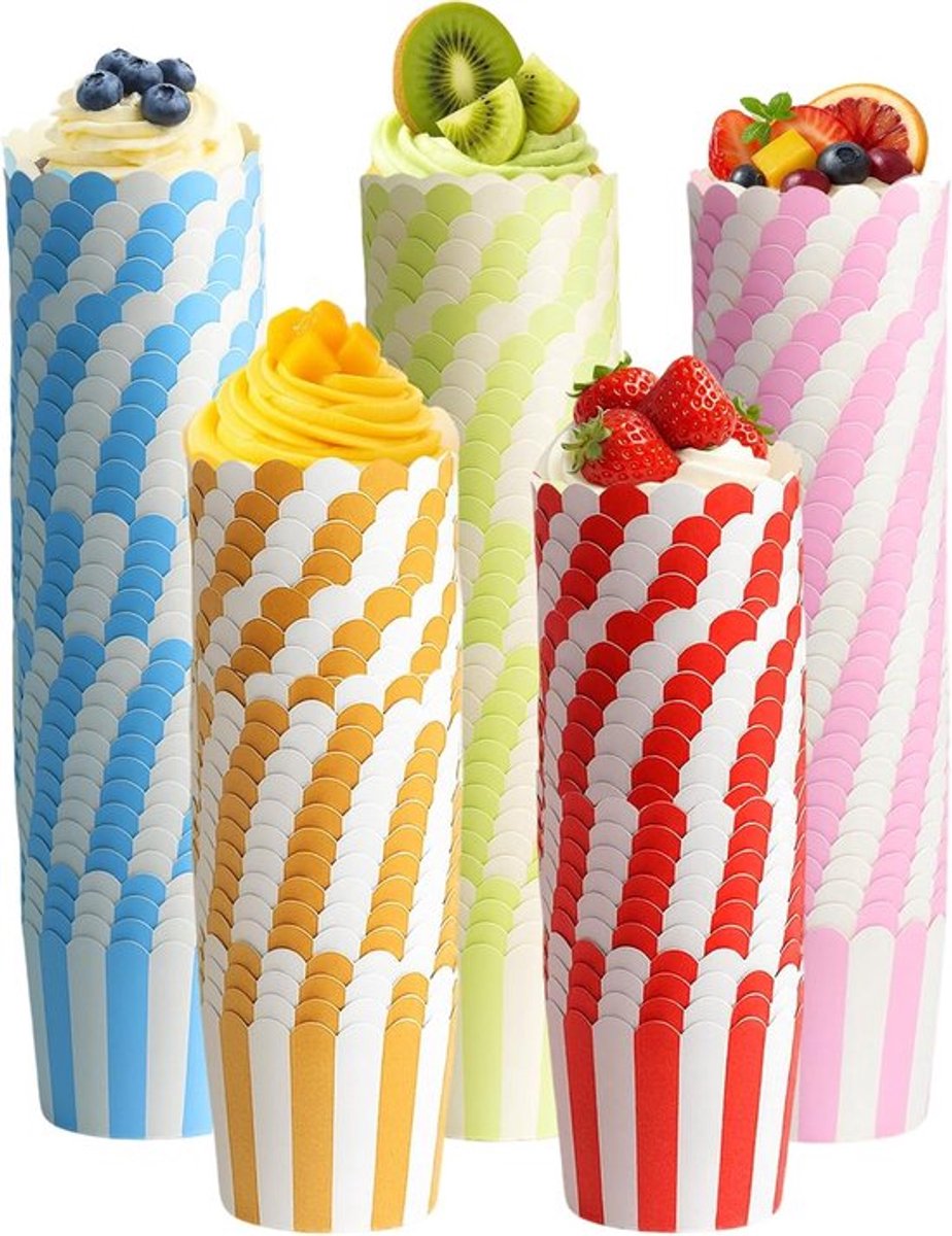 SnelShoppen - 160 Stuks Muffin Papieren Vormpjes, Mini Muffin Bakvormen, Cupcake Bakcups, Ideaal voor Feesten, Bruiloften en Verjaardagen, 5 Kleuren,