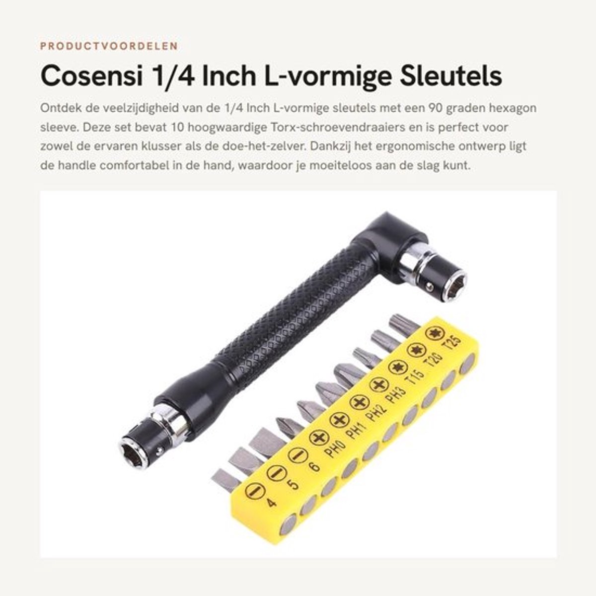 Inbussleutel 1/4 Inch L-vormig - 10PCS Schroevendraaier Bits - Sterk Ijzer - Ergonomische Handgreep - Geschikt voor Diverse Schroeven