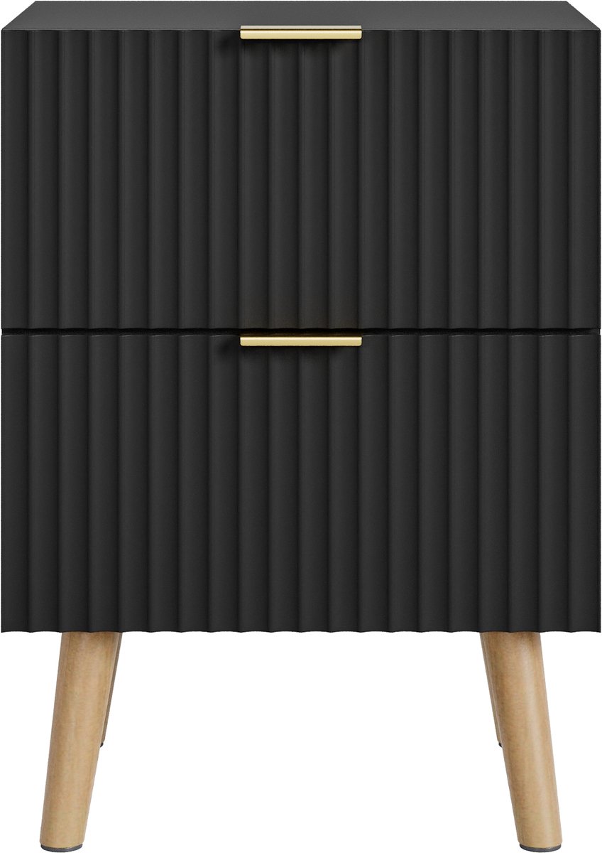 Nachtkastje Nand zwevend met 2 lades 55x40x30 cm zwart [en.casa]